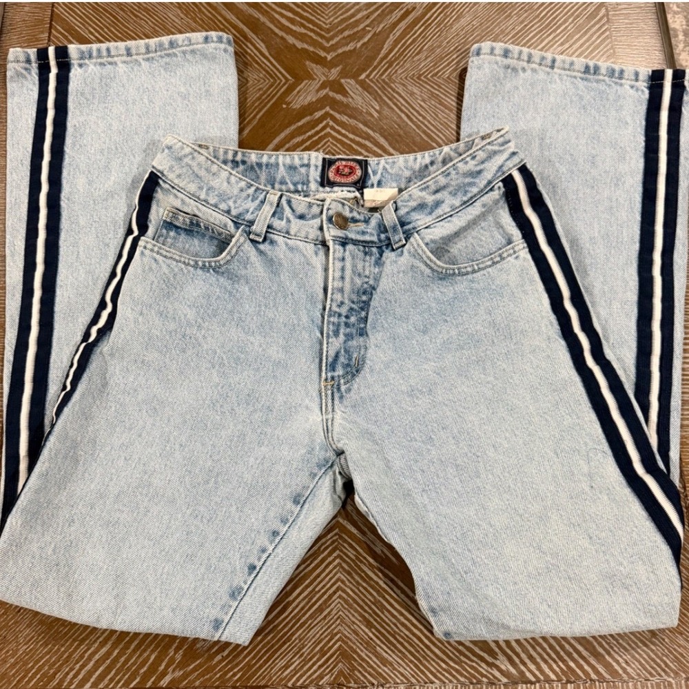 Vintage Paris Blues Originals Light Wash Side Stripe Straight Leg Jeans Size 7